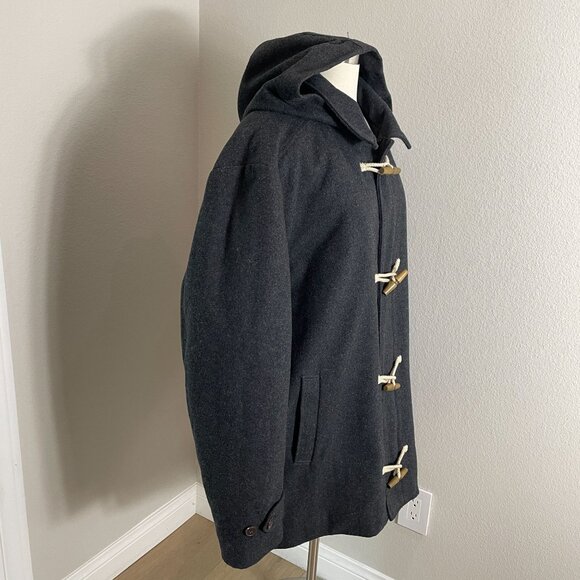 Gap Womens Plus XXL Gray Duffle Coat Hood & Toggle Closure Wool Blend Peacoat - Picture 2 of 10